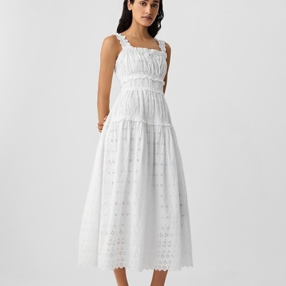 Gap × Doen Eyelet Midi Dress in White Size Small